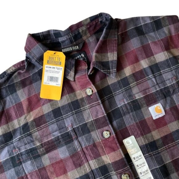 Carhartt Rugged Flex Loose Fit Midweight Flannel Plaid Shirt Women's 1X NWT - Picture 4 of 8